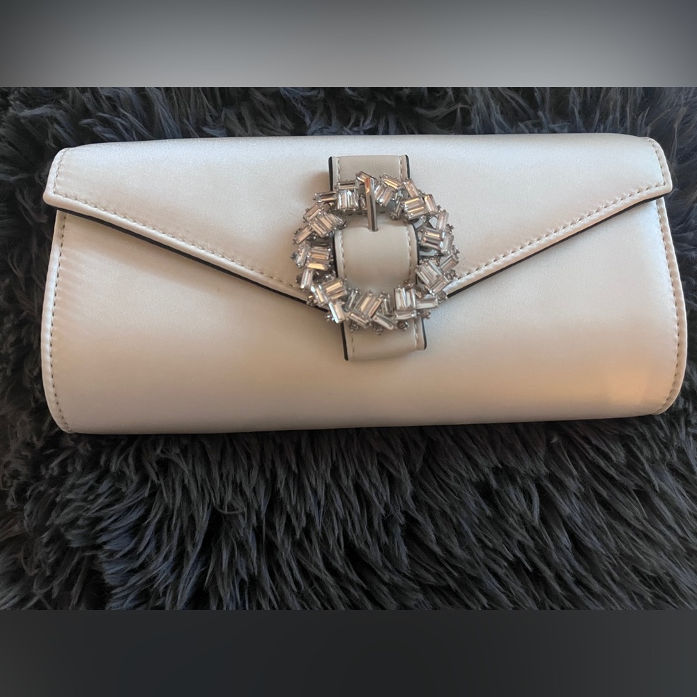 COPY - Reiss Bridal Ivory White Satin Purse Bag Clutch with Crystal Decor NWOT
